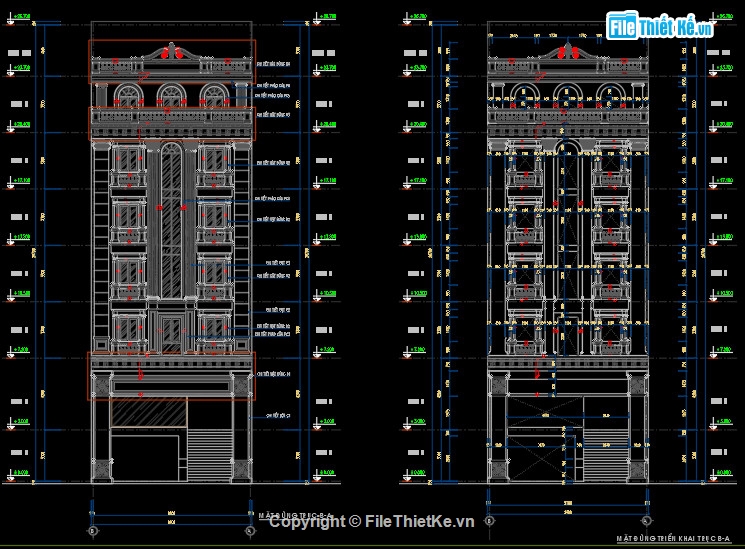 Mẫu khách sạn mini 8 tầng,File cad khách sạn cao tầng,khách sạn 8 tầng 9.4x19.5m,khách sạn tân cổ điển